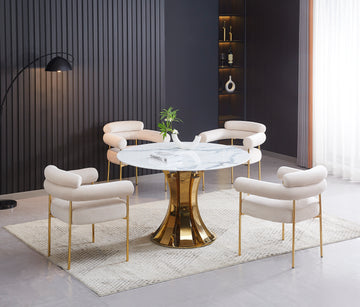 Table à manger ronde JUDITH 120 cm – pied gold
