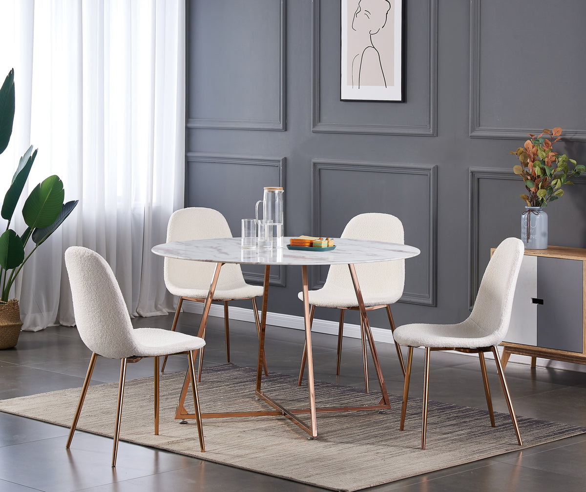 Lot de 6 Chaises SCANDINAVE BONNIE Beige Doudou & Rose Gold 42x53x84 cm