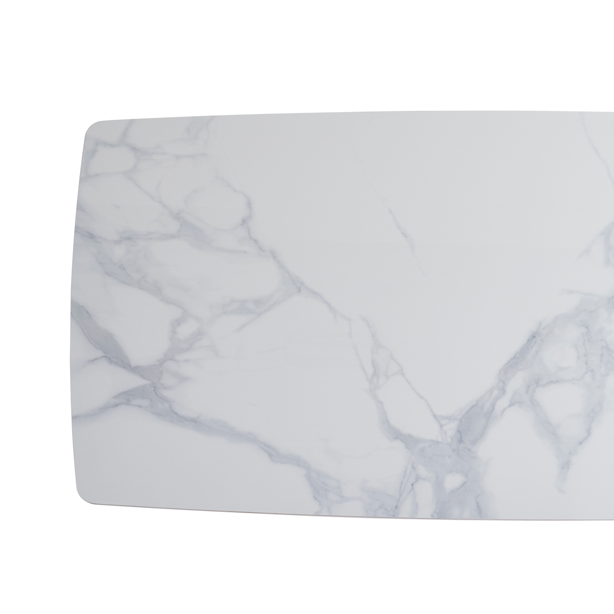 Table à Manger GRAFFI Chrome & Céramique Marbre Blanc 180x90x75 cm #couleur_blanc