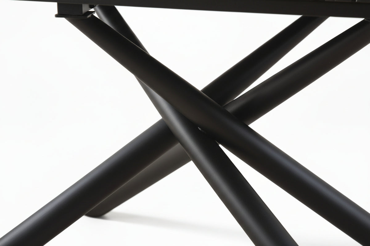 Table repas extensible céramique travertin blanc 129/189 cm – NYSA#couleur_blanc