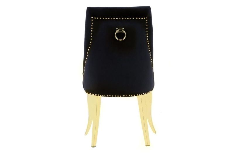 Lot de 2 chaises ANNEAU Capitonnées et Cloutées Gold Velours - Noir