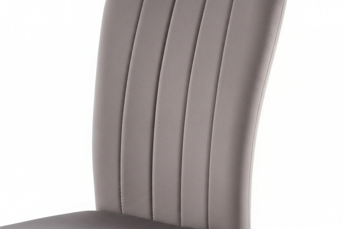 Lot 4 Chaises Salle à Manger Pony Velours Gris Pieds Métal Noir 57x42x95cm