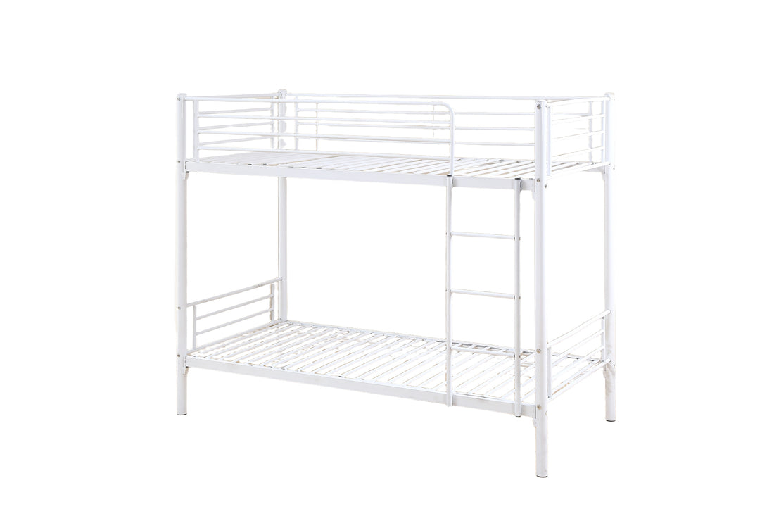 Pack Lit superposé séparable métal 2 couchages 90x190 cm blanc + 2 matelas LUNA