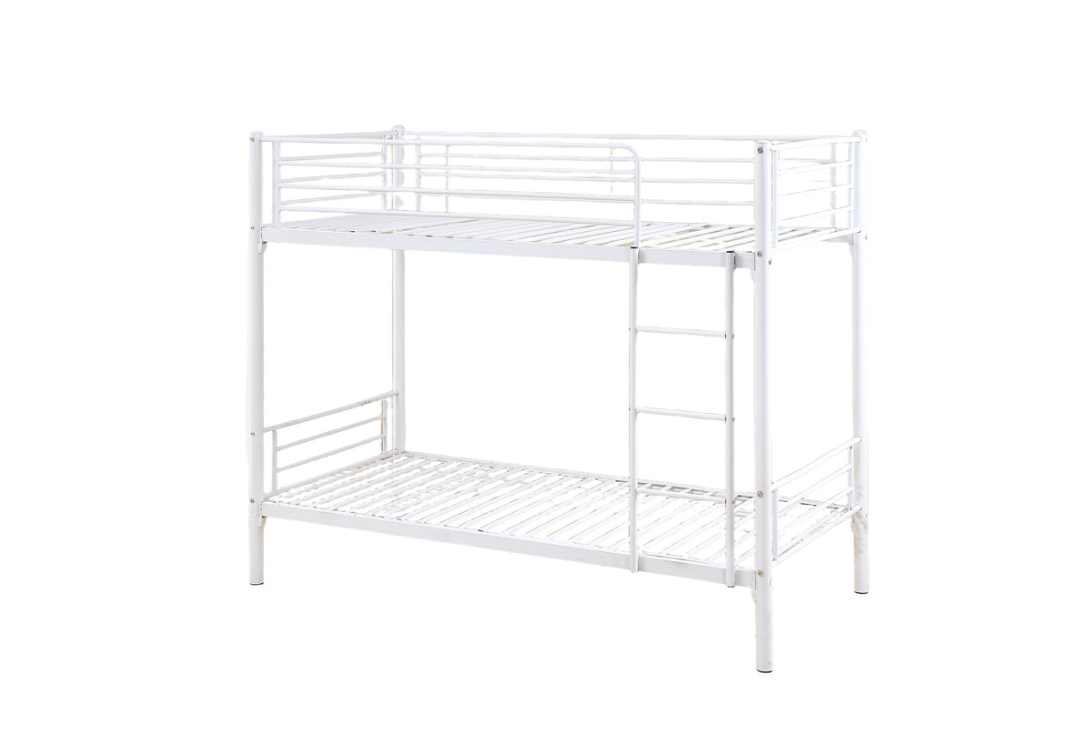 Pack Lit superposé séparable métal 2 couchages 90x190 cm blanc + 2 matelas LUNA