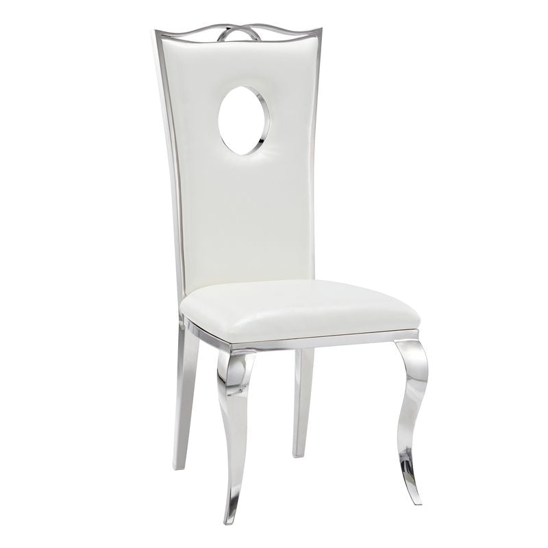 Lot de 4 Chaises baroque ROYAL Chrome Simili BLANC