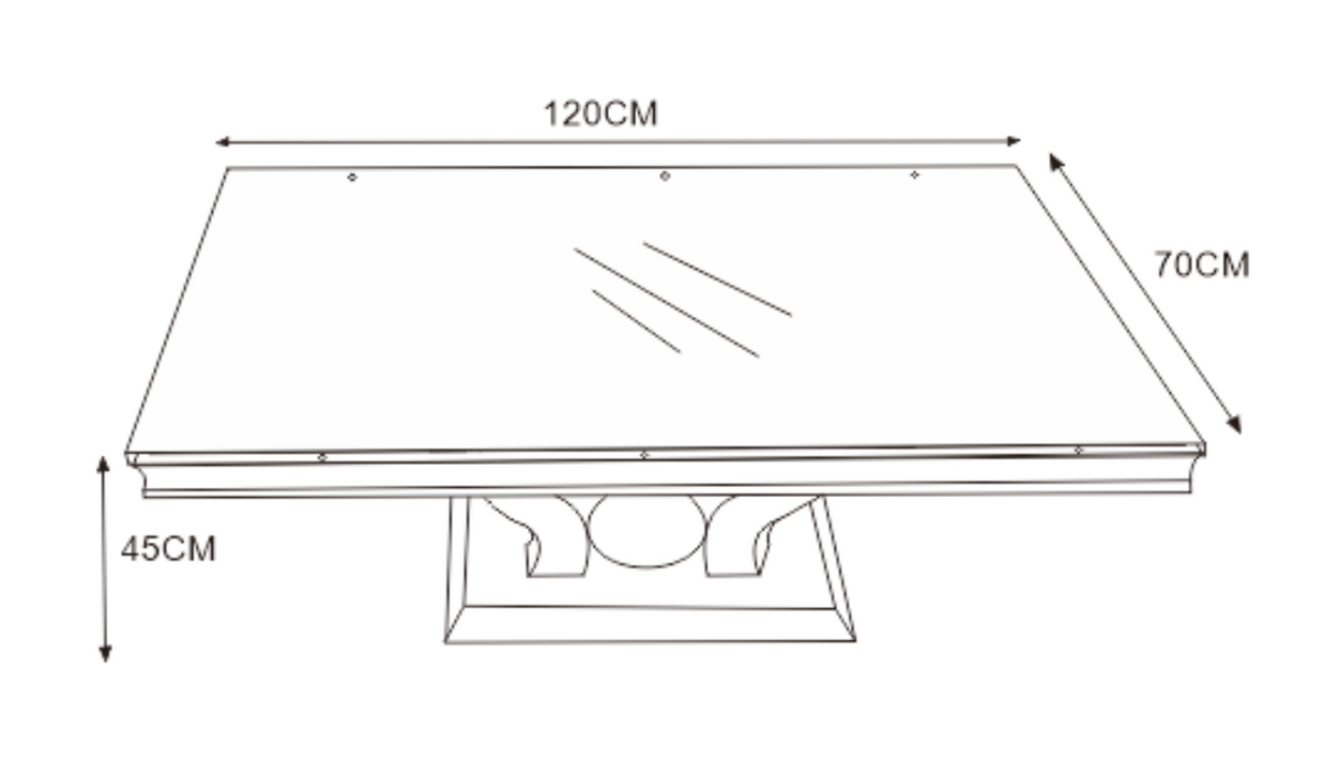 Table Basse Rectangle Verre Trempé Marbré Blanc 120x70cm TROFY