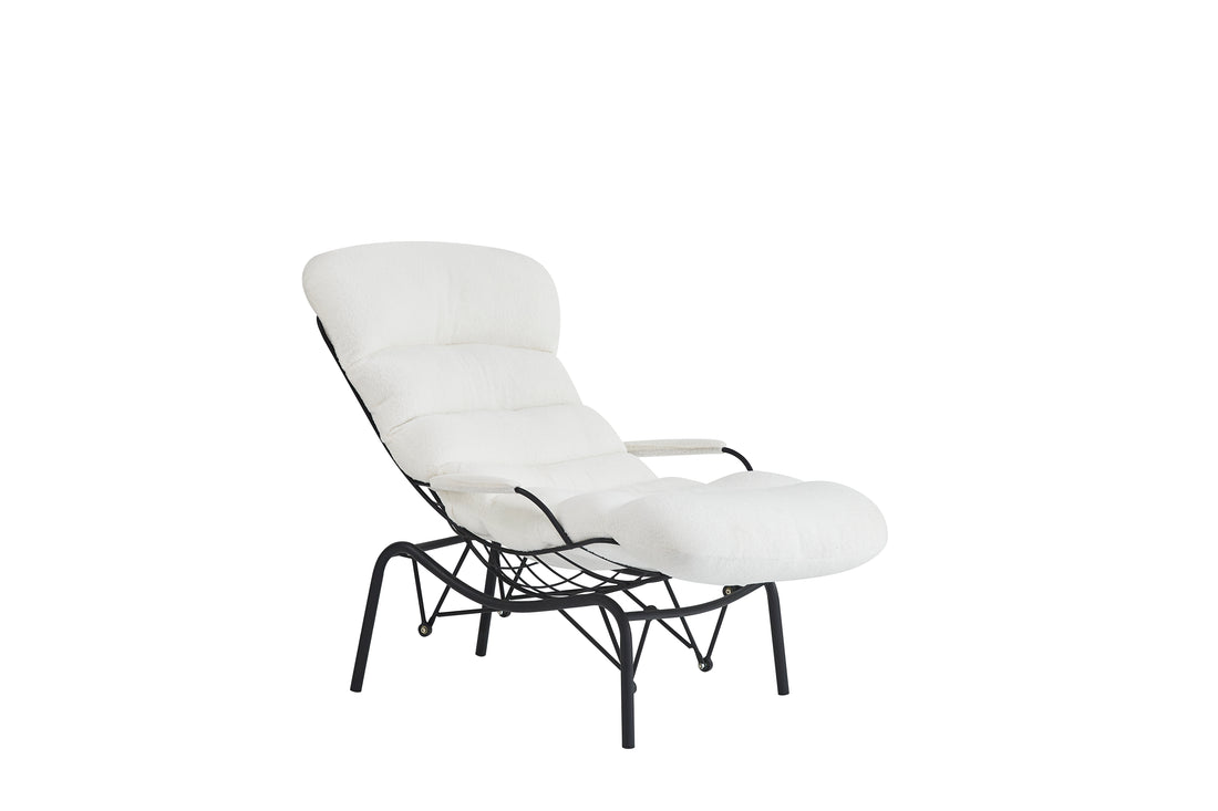 Fauteuil MONICA métal noir doudou blanc 81x118x101 cm #couleur_blanc