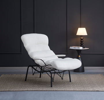 Fauteuil MONICA métal noir doudou blanc 81x118x101 cm #couleur_blanc