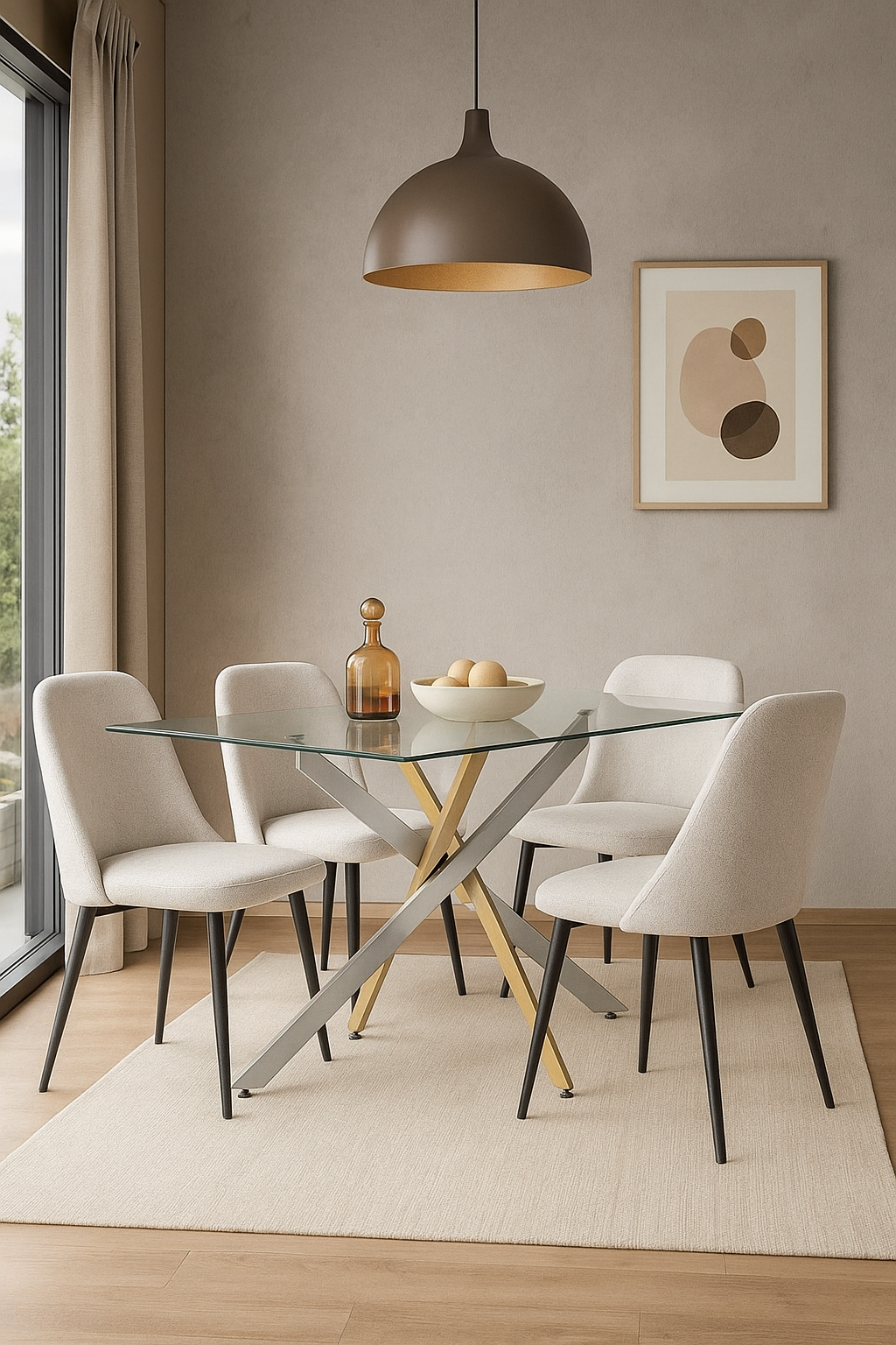 Table à manger JESSICA Gold Chrome transparent 180 x 90 cm