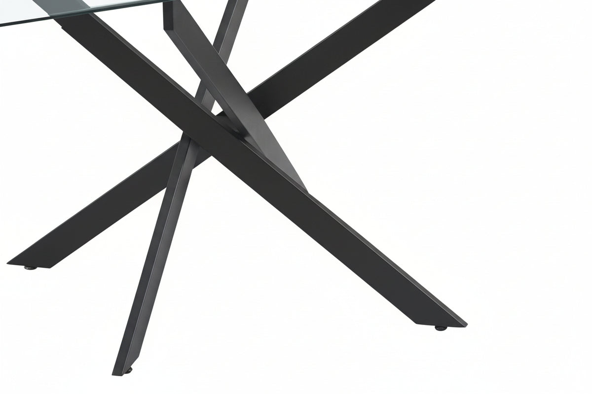 Table à manger verre trempé métal noir 180x90 cm JESSICA XXL