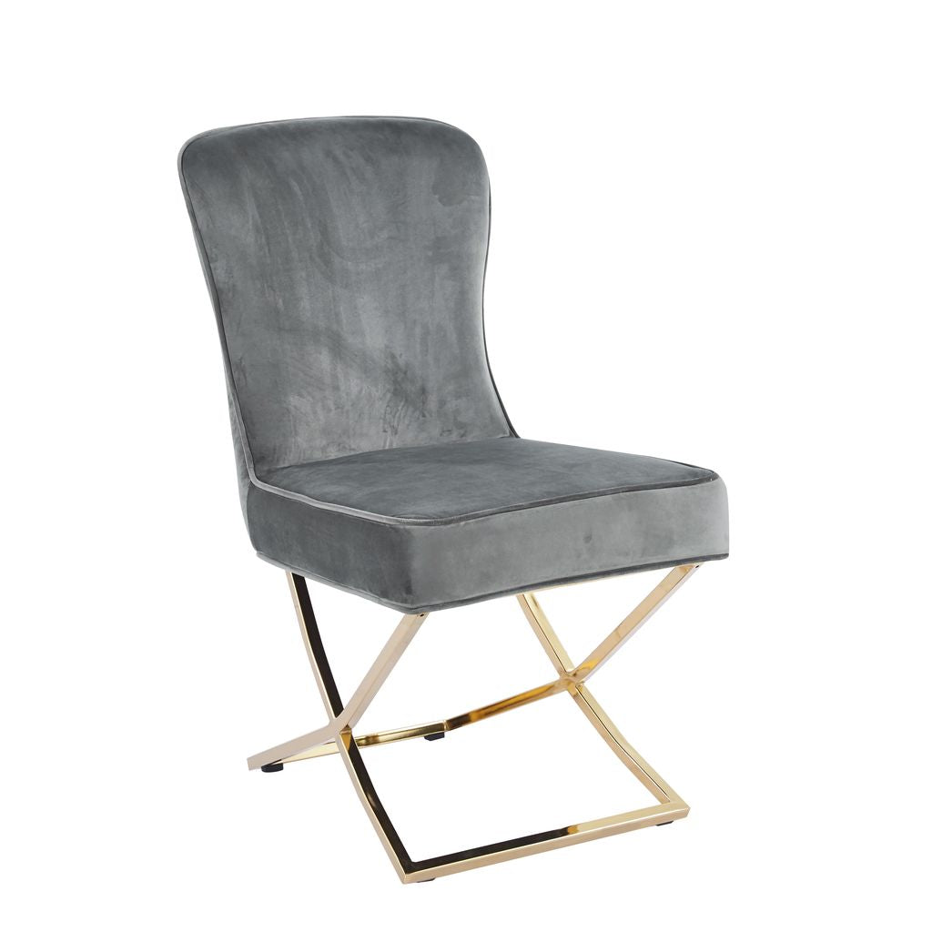 Lot de chaises GABRIELLE Gold Velours Capitonné #couleur_anthracite