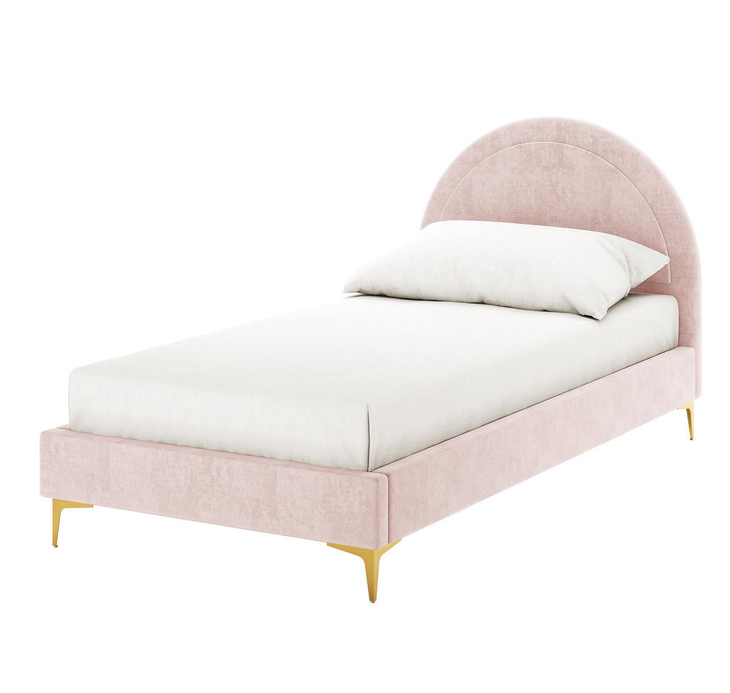 Lit enfant BOUDOIR tissu rose 90x190 cm #couleur_rose