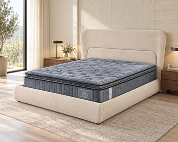 Matelas 140 × 190 cm anthracite — Photo en situation — lit et accessoires non inclus