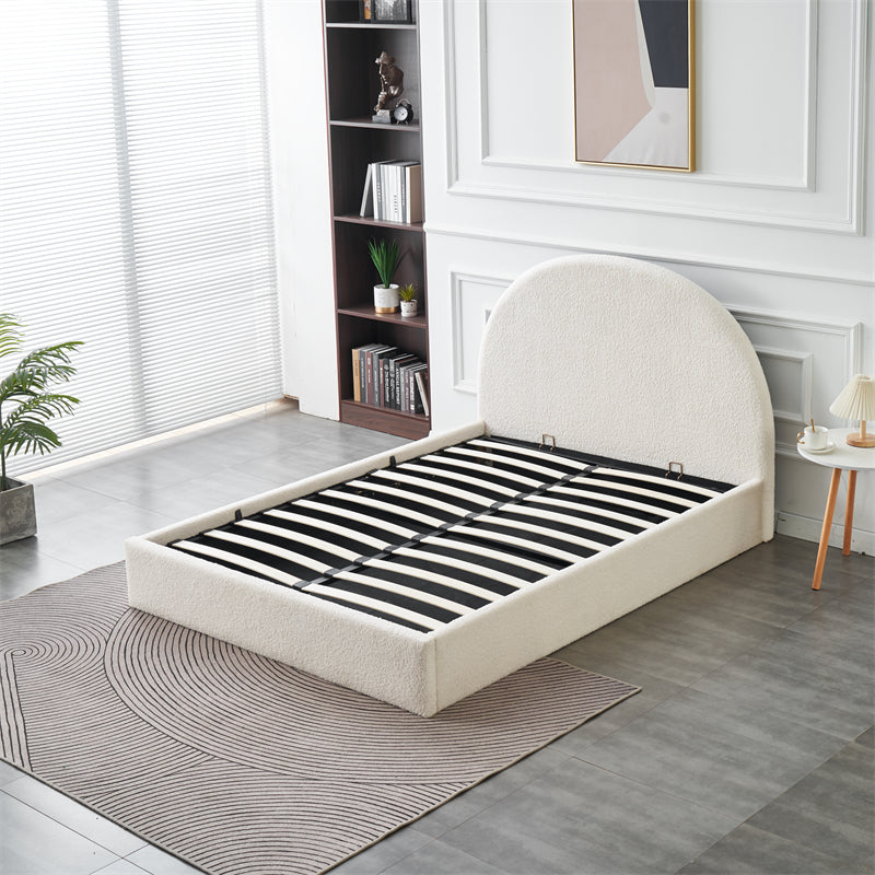 Lit Coffre VALENTINA 180x200 cm Doudou Blanc avec rangement intégré