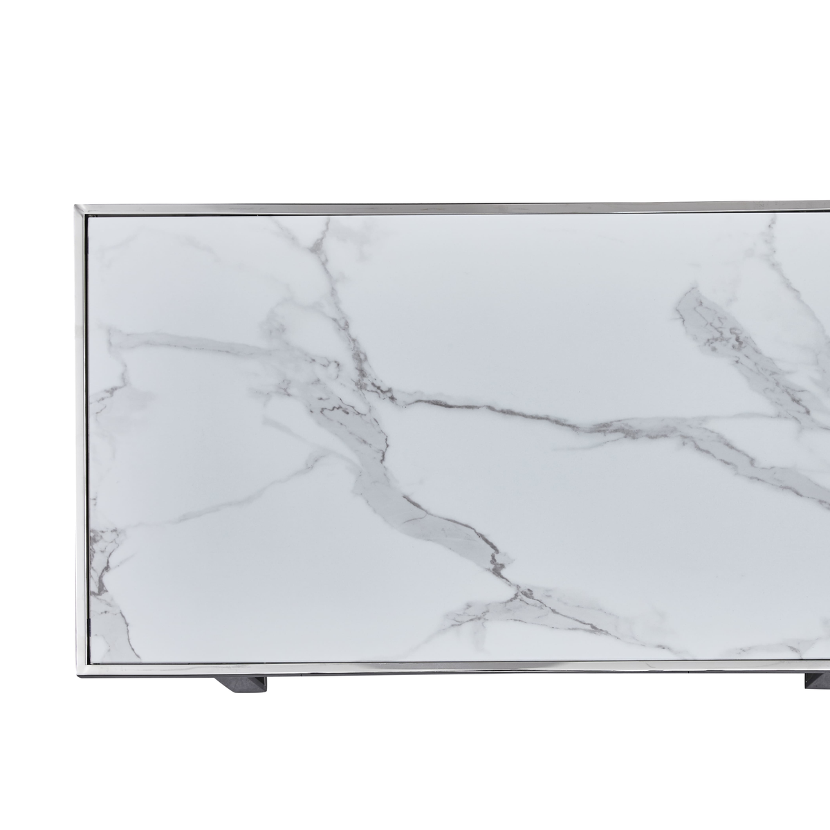Table basse LEVANTO chrome marbre blanc 120x60x45 cm