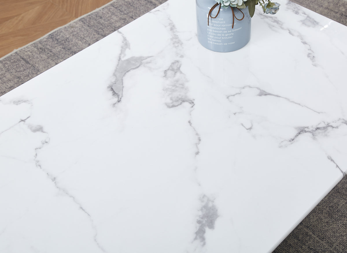 Table repas PORTOFINO gold marbre blanc 180x90x75 cm
