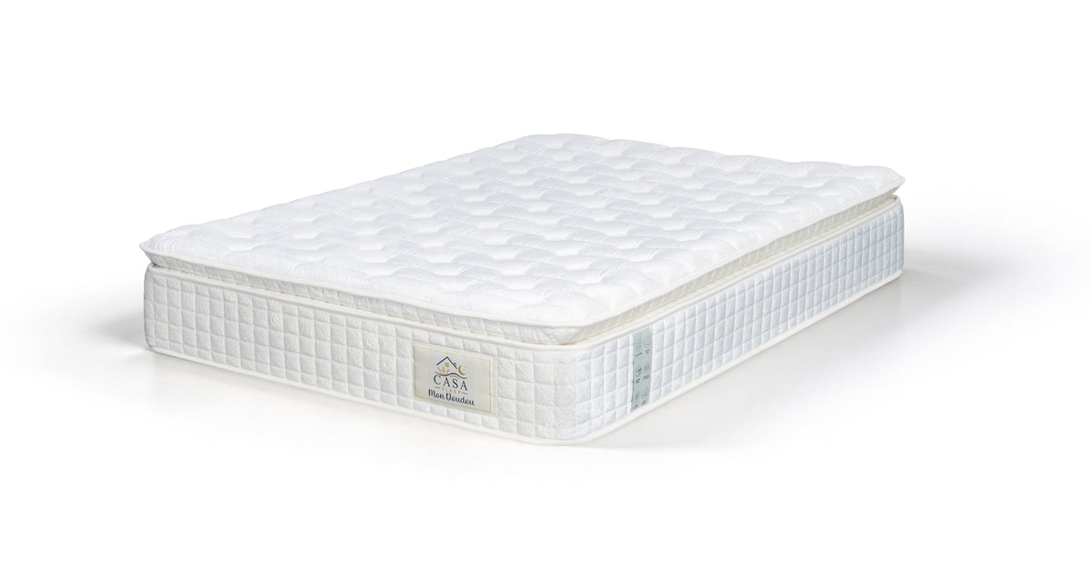 Matelas 140 × 190 cm beige — Matelas seul, vue de trois quarts