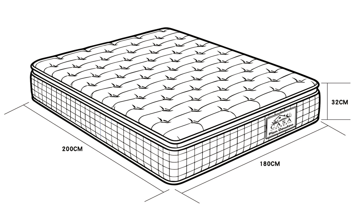 Matelas ressorts ensachés 180x200 cm MON DOUDOU – ép. 27 cm