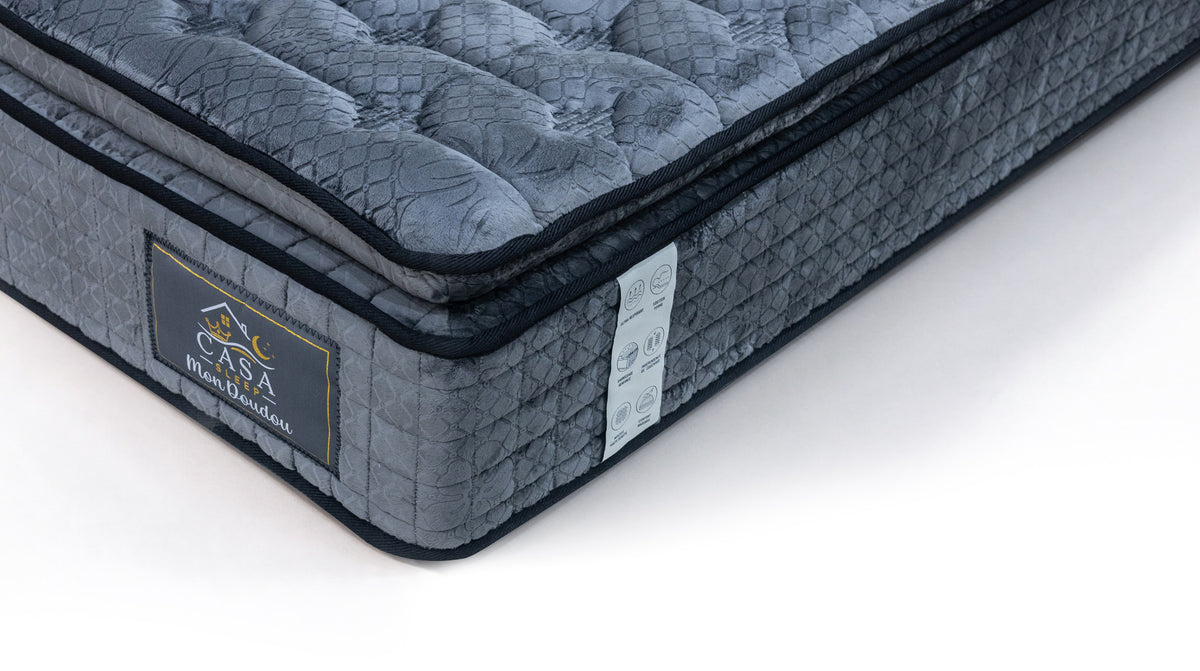 Matelas 180 × 200 cm anthracite — Détail du revêtement et des finitions