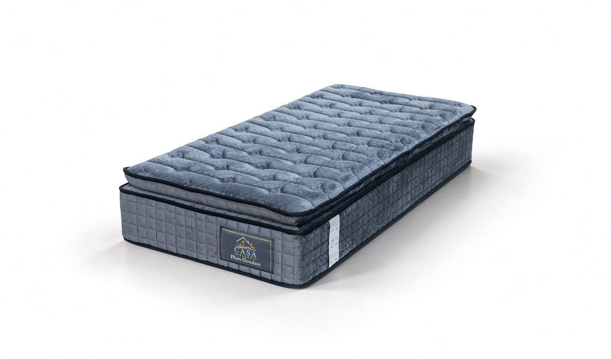 Matelas 90 × 190 cm anthracite — Matelas seul, vue de trois quarts