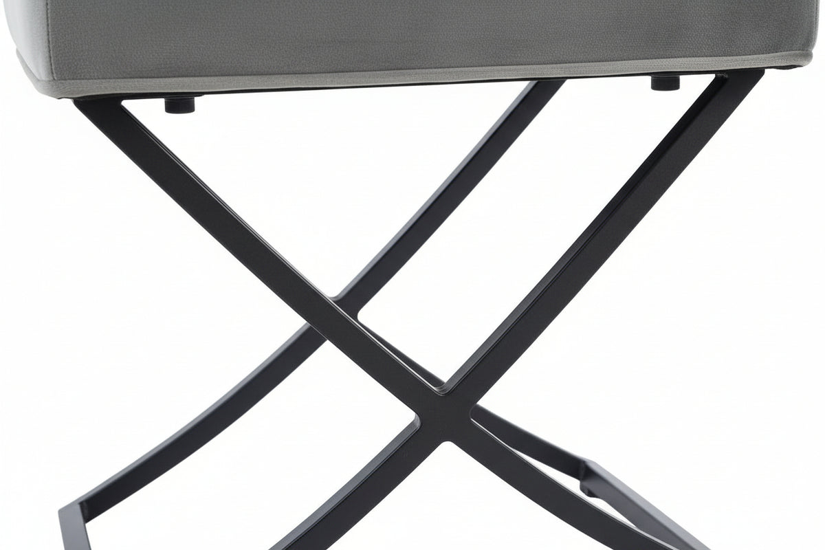 Lot 4 Chaises Salle à Manger Gabrielle Velours Anthracite Capitonné Pieds Métal Noir