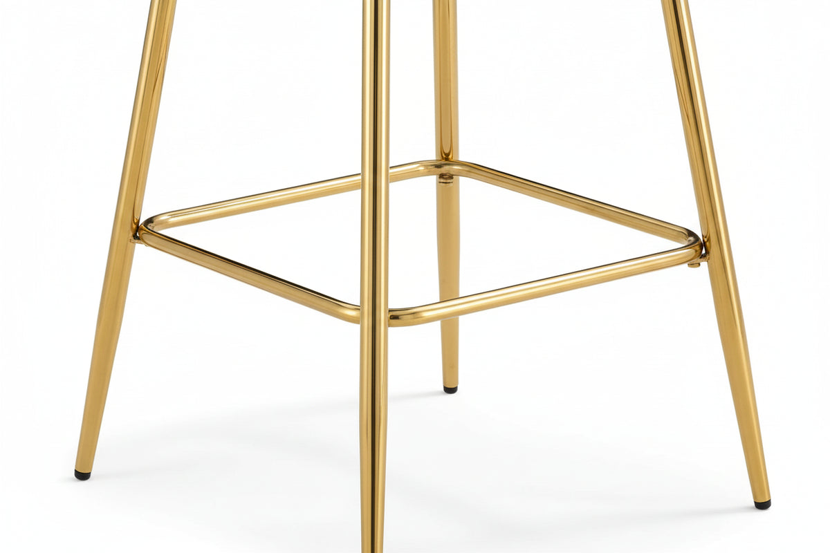 Lot 2 Tabourets de Bar Scandinave Velours Vert Pieds Gold 47,5x43x100cm