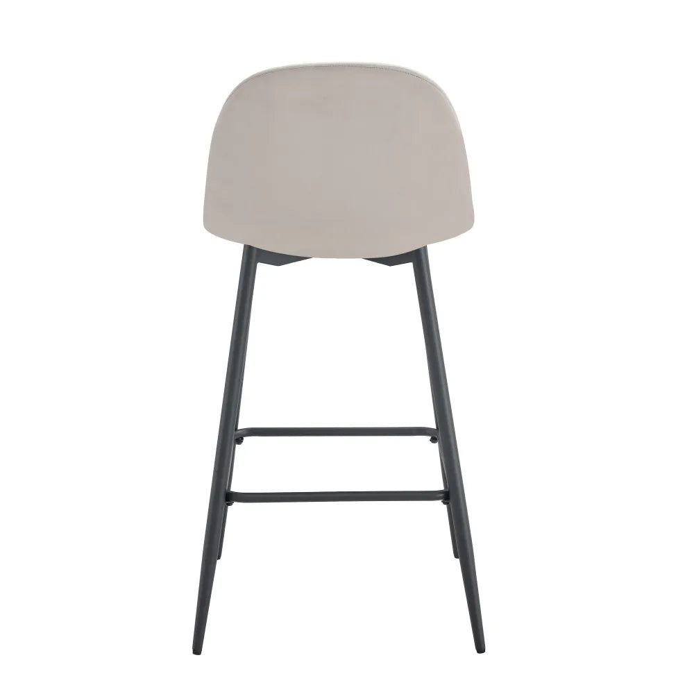 Lot de 2 tabourets de bar SCANDINAVE métal noir velours #couleur_taupe