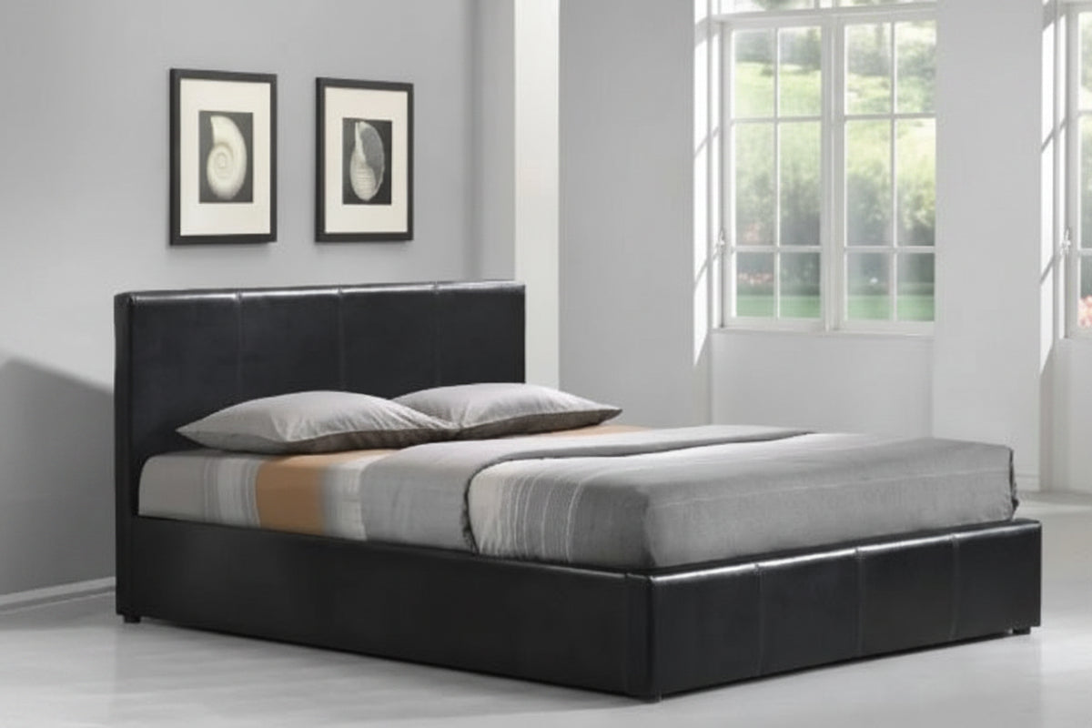 Lit coffre 2 places 160x200 cm BASTIEN simili cuir sommier inclus