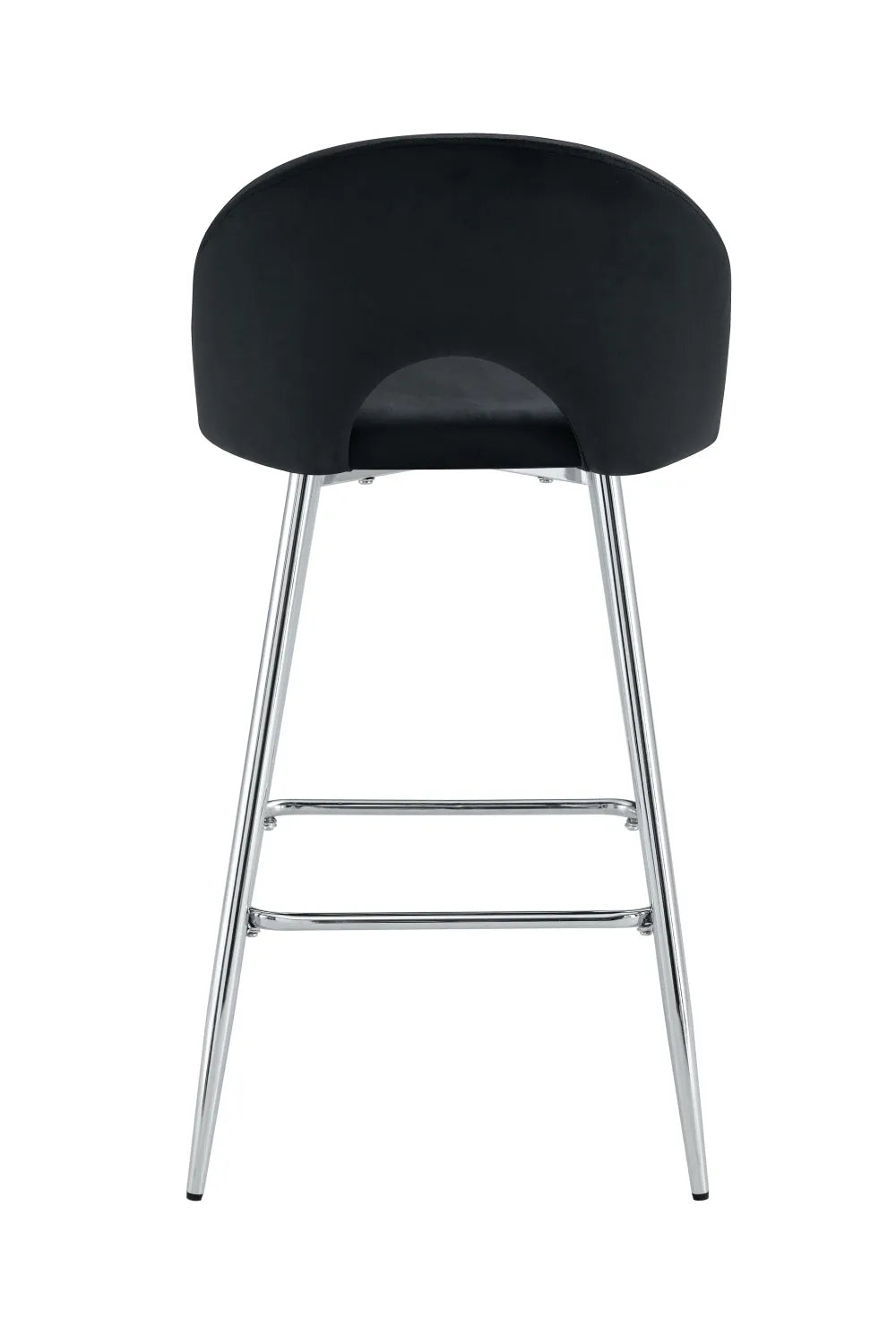 Lot de 2 tabourets de bar TEDDY pied chrome velours#couleur_noir