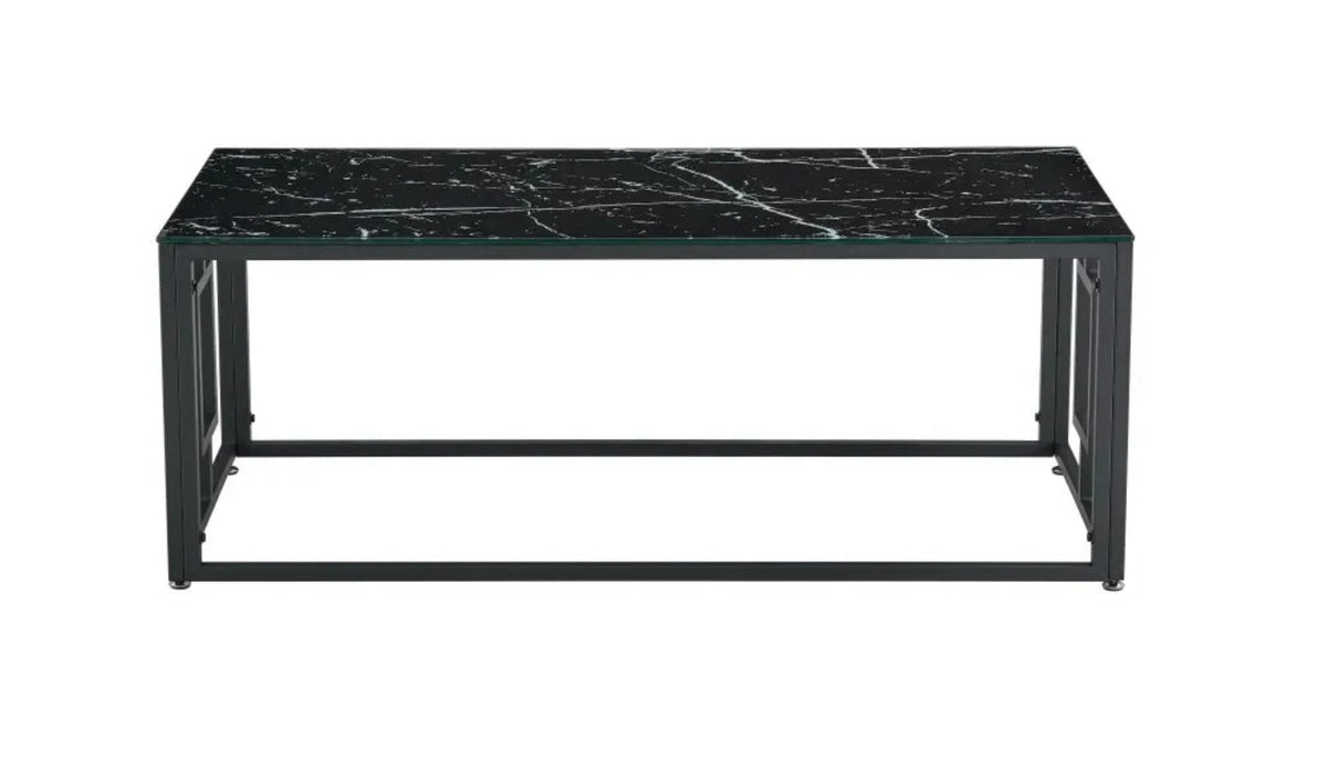 Table basse SOPHIE  pieds en métal noir 120 cm - Marbré noir