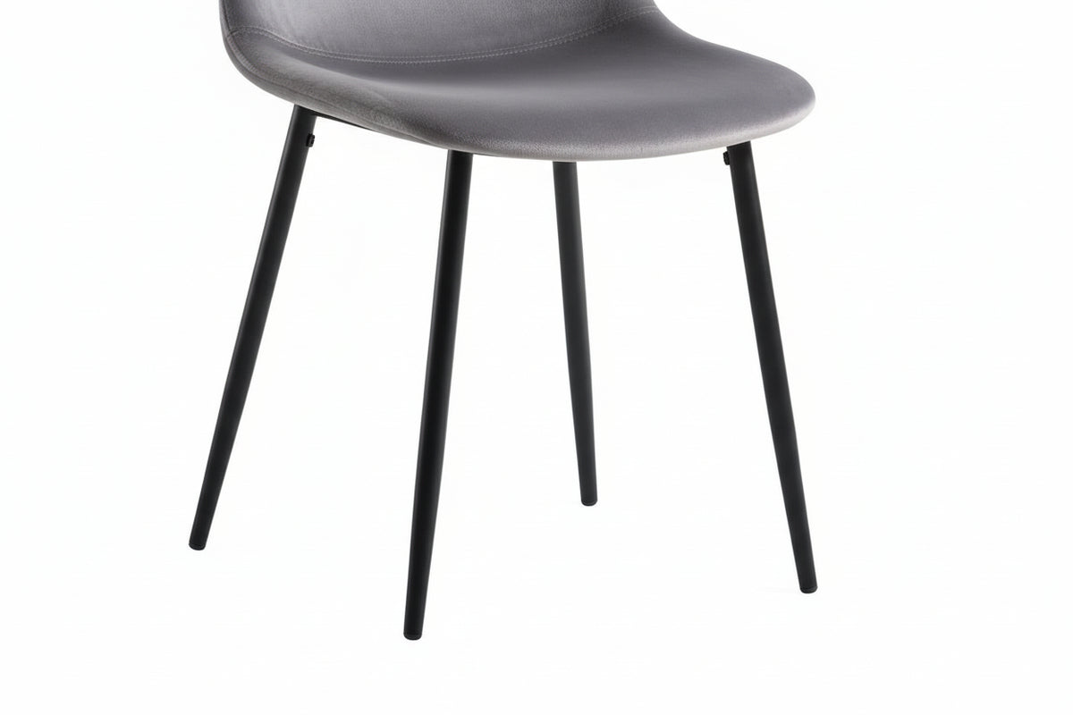 Lot de 4 chaises scandinaves velours anthracite pieds métal noir 43,5x40x87cm