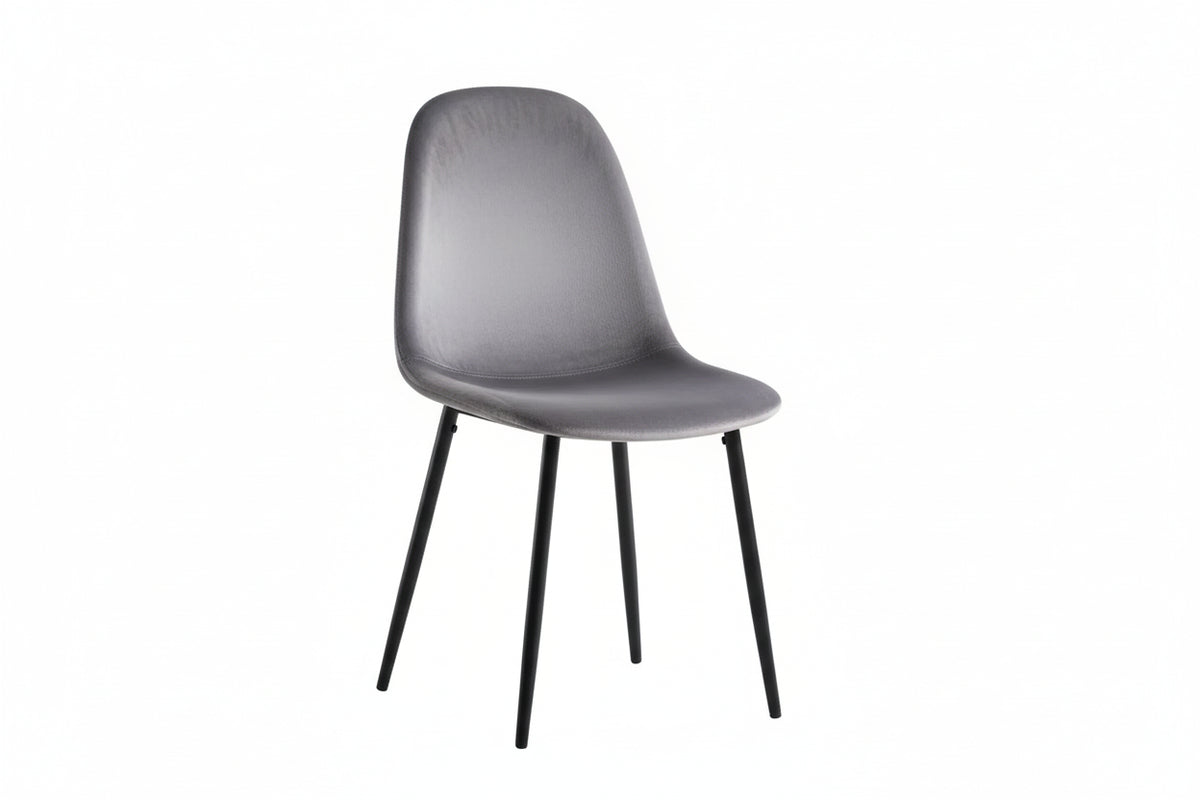 Lot de 4 chaises scandinaves velours anthracite pieds métal noir 43,5x40x87cm
