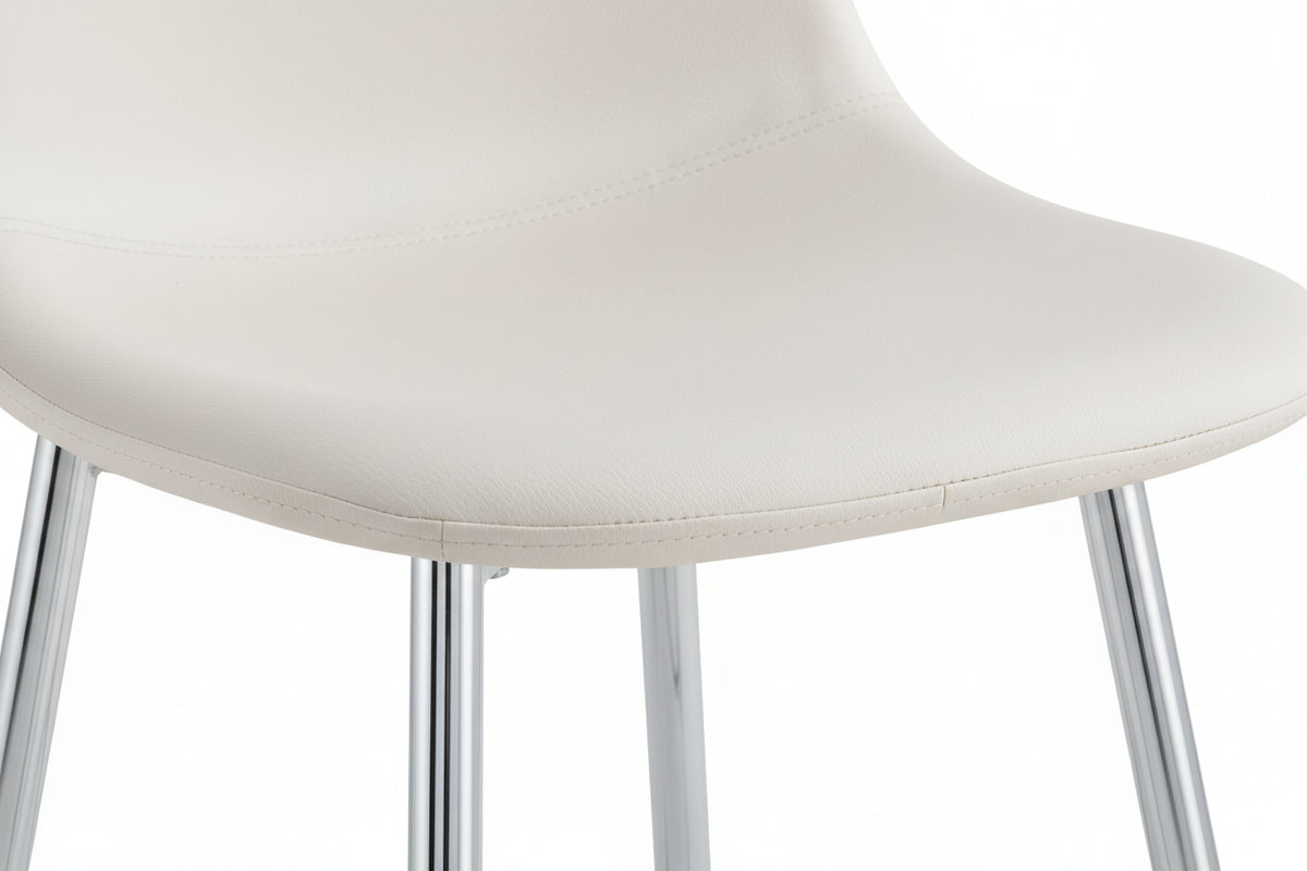 Lot 2 Tabourets de Bar Scandinave Velours Beige Pieds Chrome