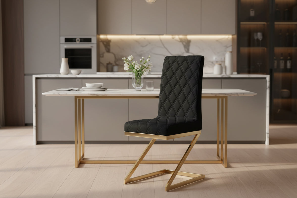 Lot de 6 chaises COCOMAT Gold et velours - Noir