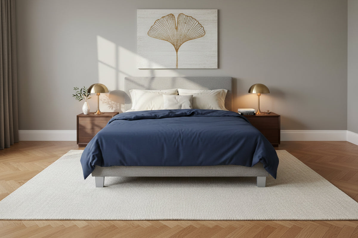 Lit 2 places 160x200 cm tissu gris sommier inclus KELIA