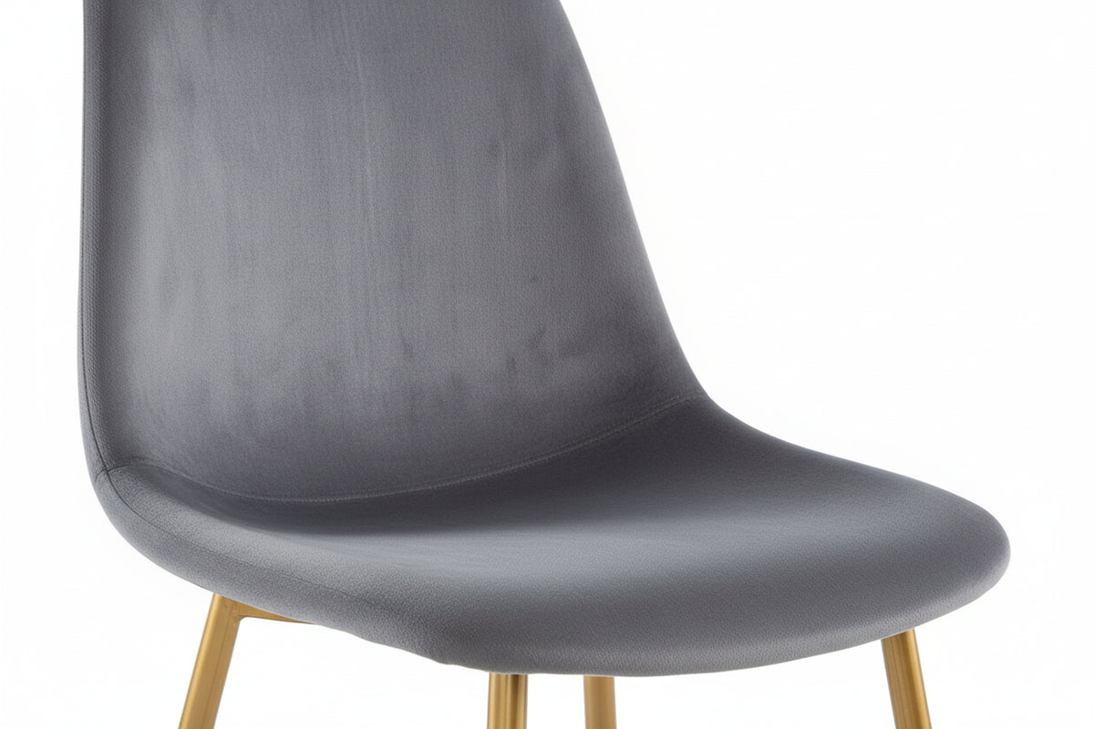 Lot 4 Chaises Velours Anthracite Pieds Gold 43,5x40x87 cm  SCANDINAVE