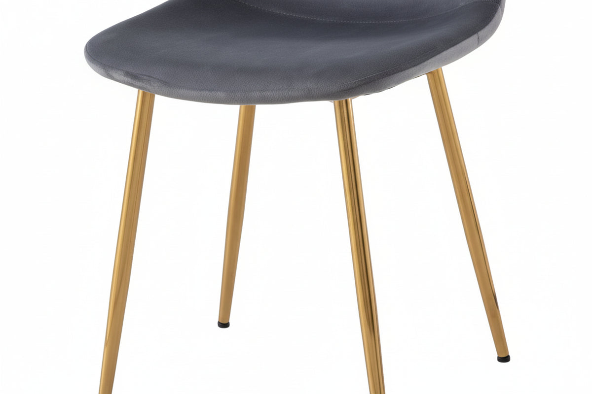 Lot 4 Chaises Velours Anthracite Pieds Gold 43,5x40x87 cm  SCANDINAVE