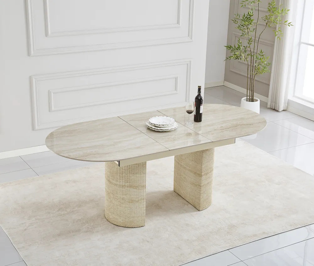 Table extensible SAHARA effet travertin 160/200x90 cm