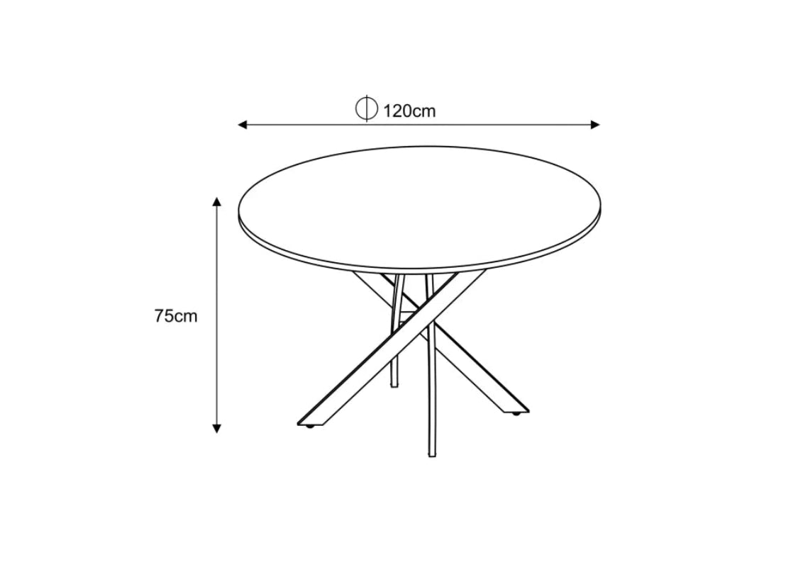 Table à  manger ronde JESSICA Gold XXL 120 cm 4 couverts transparent