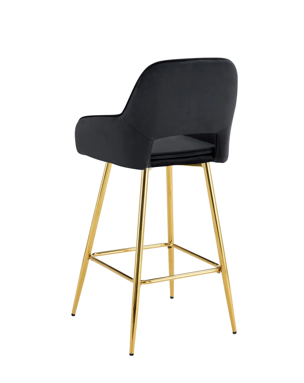 Lot de 2 tabourets de bar ATHENA pied gold velours #couleur_noir