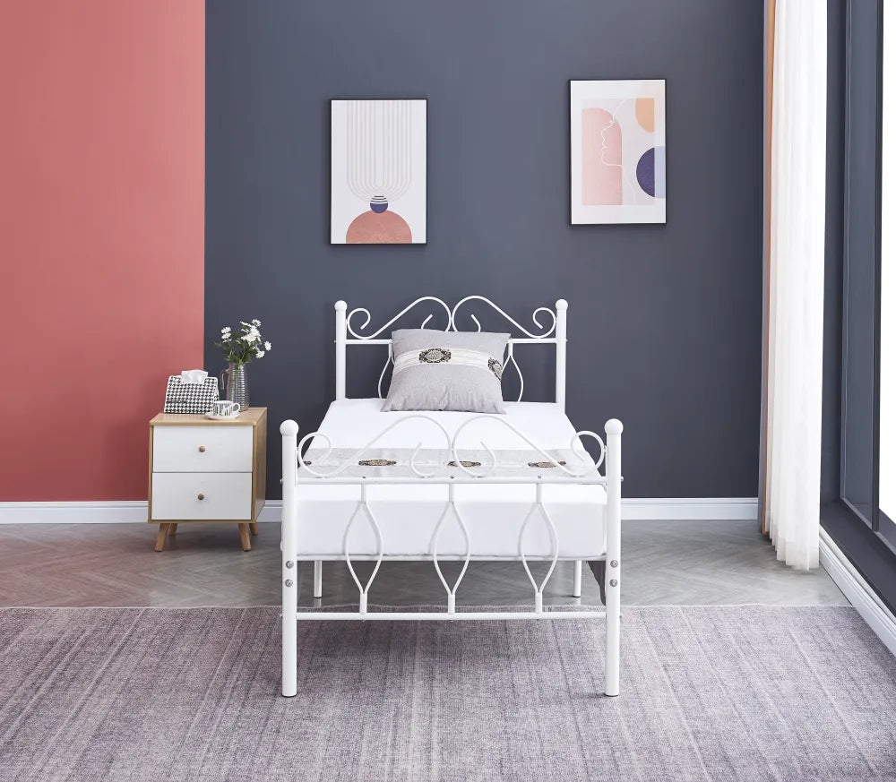 Lit 1 Place JULIE 90X190CM Sommier Inclus #couleur_blanc