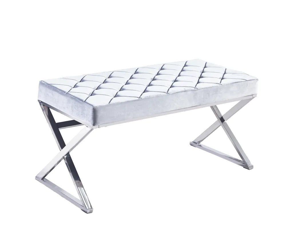 Banquette OLYMPE structure Inox et velours Gris