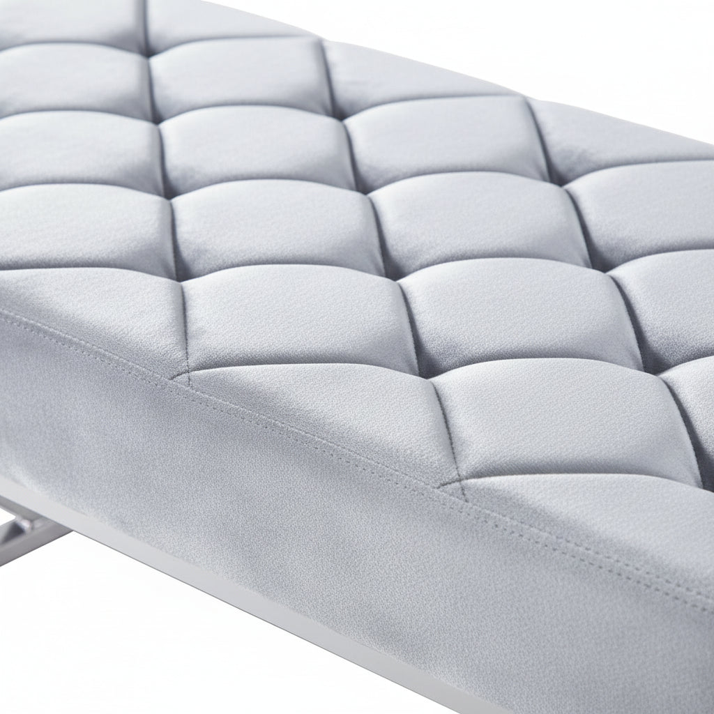 Banquette OLYMPE structure Inox et velours Gris