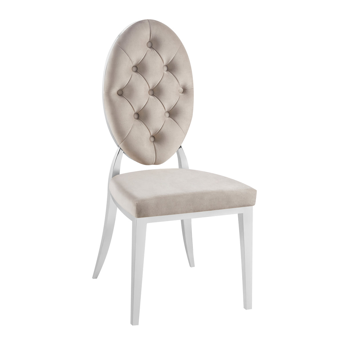Lot de 4 chaises MEDAILLON capitonnées  chrome et velours Moka