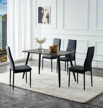 Table à manger style industriel en bois AMMO métal noir #couleur_chêne-marron