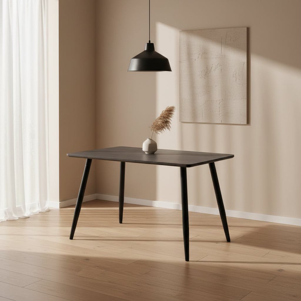Table à manger style industriel en bois AMMO métal noir #couleur_chêne-marron
