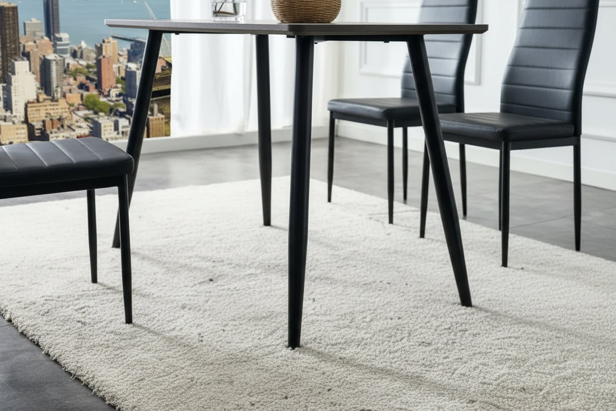 Table à Manger Industrielle Bois Effet Chêne Marron & Métal Noir – 120×70 cm – AMMO