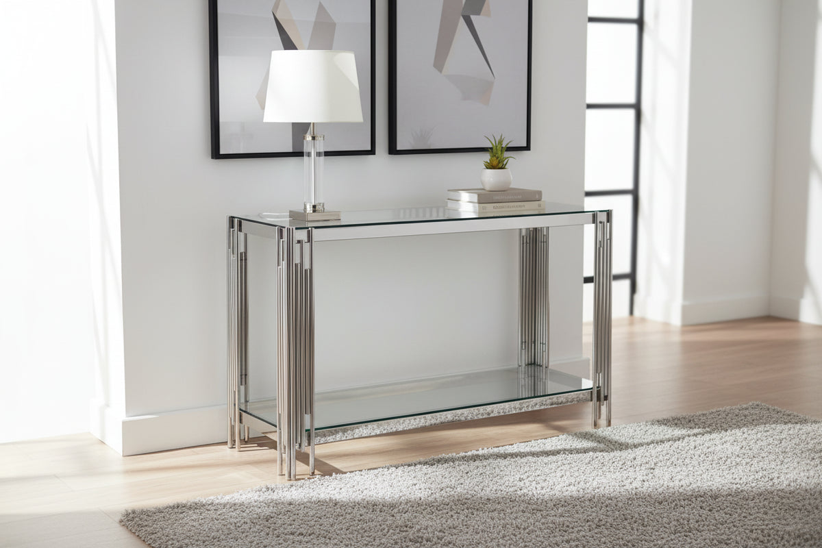 Console gold verre marbré blanc 120x40x78 cm GEOMAG