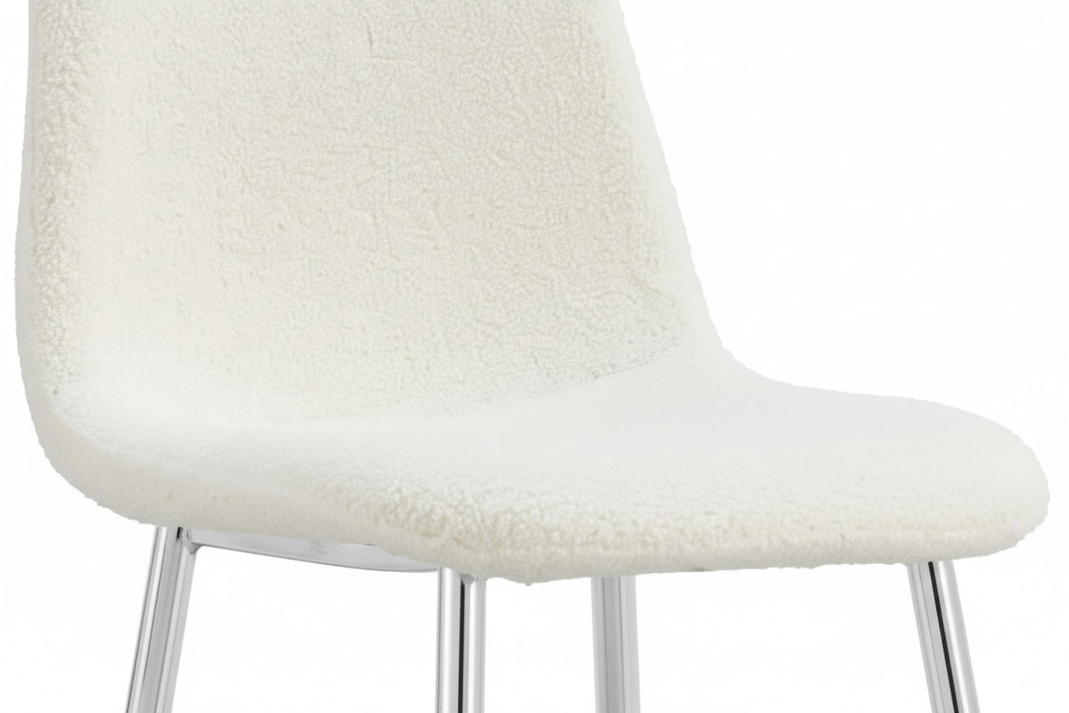 Lot de 4 Chaises Scandinaves Tissu Doudou Pieds Chrome 43,5x40x87cm