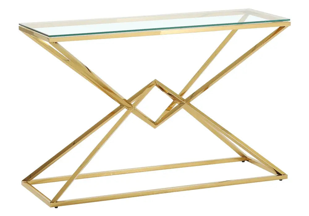 Console PYRAMID en verre Transparent 120x40x78 cm #couleur_gold